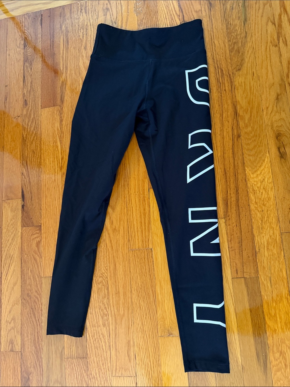 DKNY Black Leggings with White Side Logo